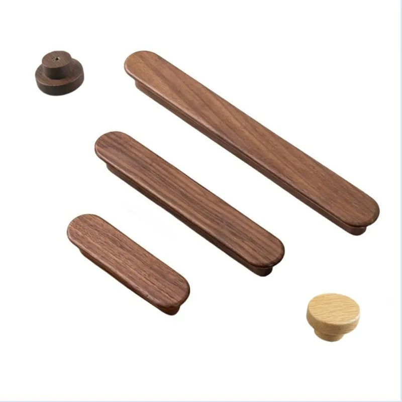 Nordic Wood Furniture Handles OAK  Walnut Knob Wooden T Bar Wardrobe Pulls Luxury Decoration Wooden Funiture Hardware