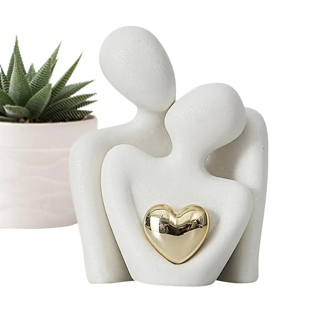 Couple Hugging Figurine Ceramic Couple Statue Abstract Modern Sculpture Love Figurines Art Craft Couple Home Accents