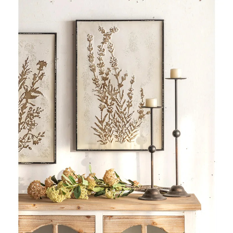 Home Accent Vintage Decoration Hang Panel Eco-friendly Handmade Living Room 3D Embossed Wall Art Metal Wood Wall Decor