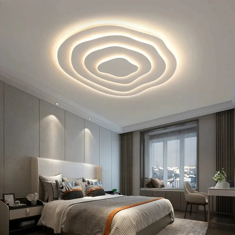 Nordic Corrugated Bedroom Chandeliers Creative Atmosphere Flush Mount Ceiling Light Designer Funiture Living Room Terrace Lamp