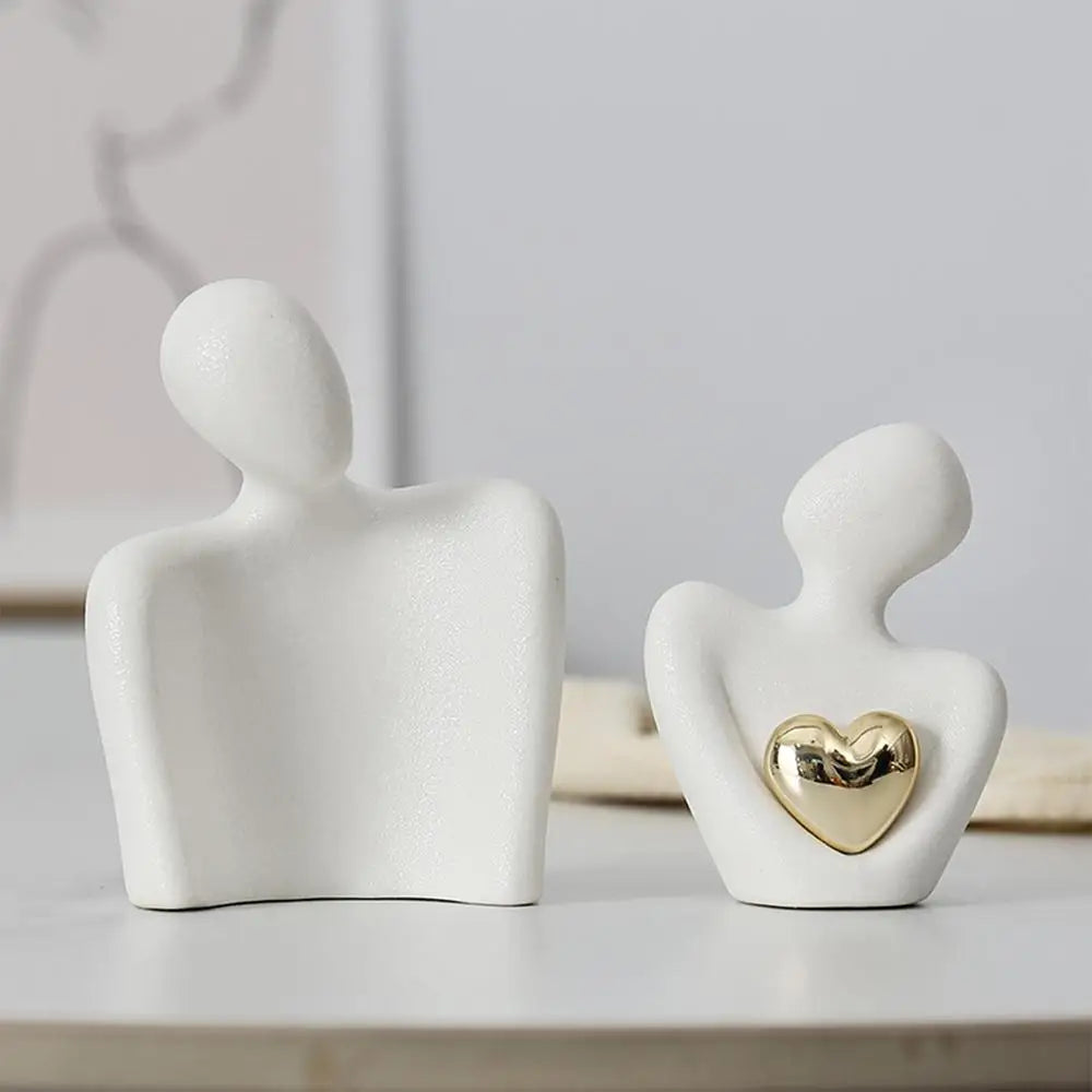 Couple Hugging Figurine Ceramic Couple Statue Abstract Modern Sculpture Love Figurines Art Craft Couple Home Accents