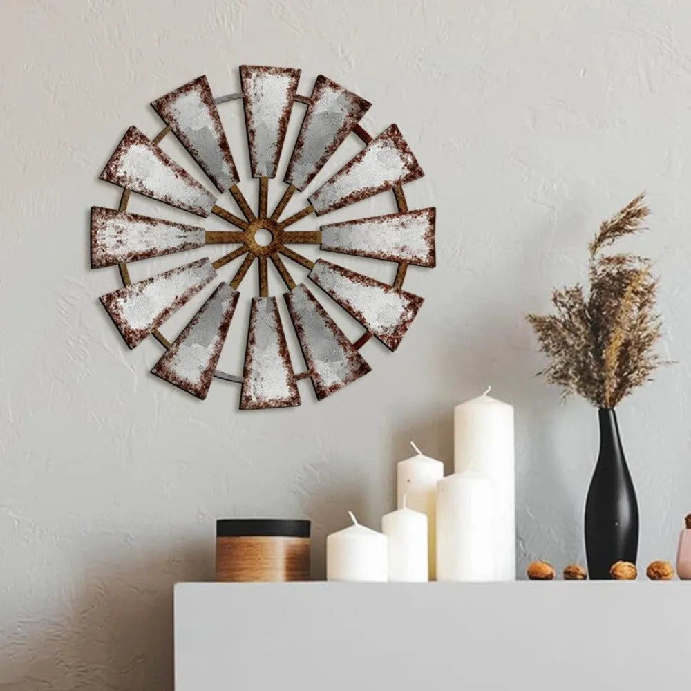 Vintage Wood Windmill Wall Decor Country Theme Unique Windmill Home Decor Hanging Rustic Style Rustic Wall Art Farmhouse Porch