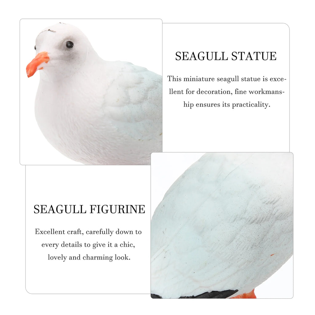 1pc Seagull Statue Red-billed Gull Model Nautical Seagull Figurine Miniature Home Decoration Plastic Seagull Figure For Car