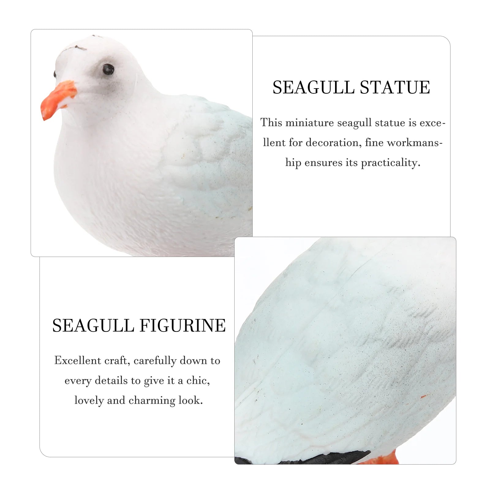 1pc Seagull Statue Red-billed Gull Model Nautical Seagull Figurine Miniature Home Decoration Plastic Seagull Figure For Car