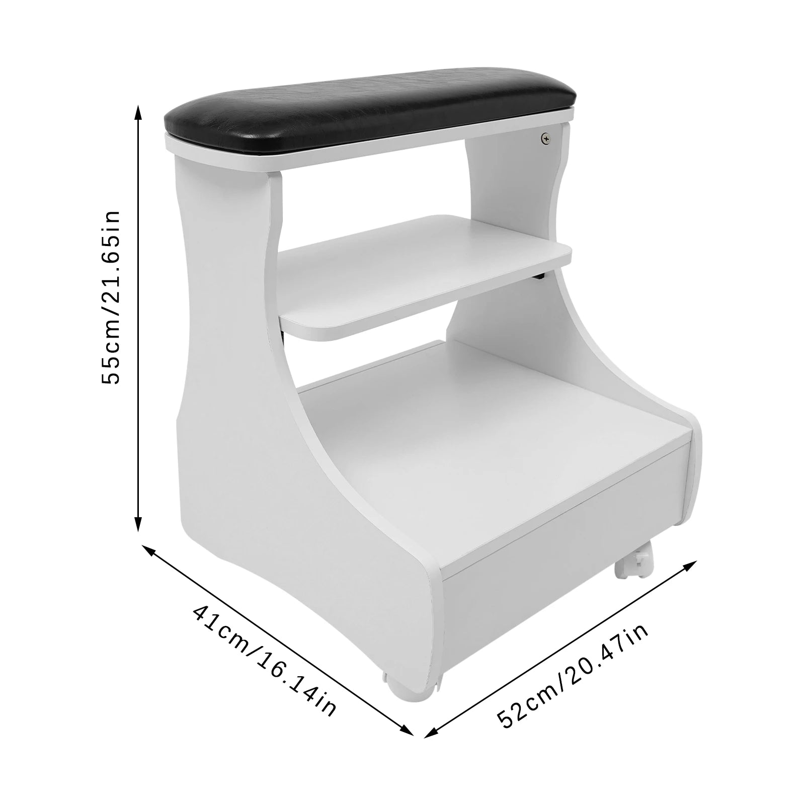 Pedicure Stool Foot Rest Pedicure Manicure Funiture Beauty Salon Nail Trolley Cart Footbath Stool with Wheels