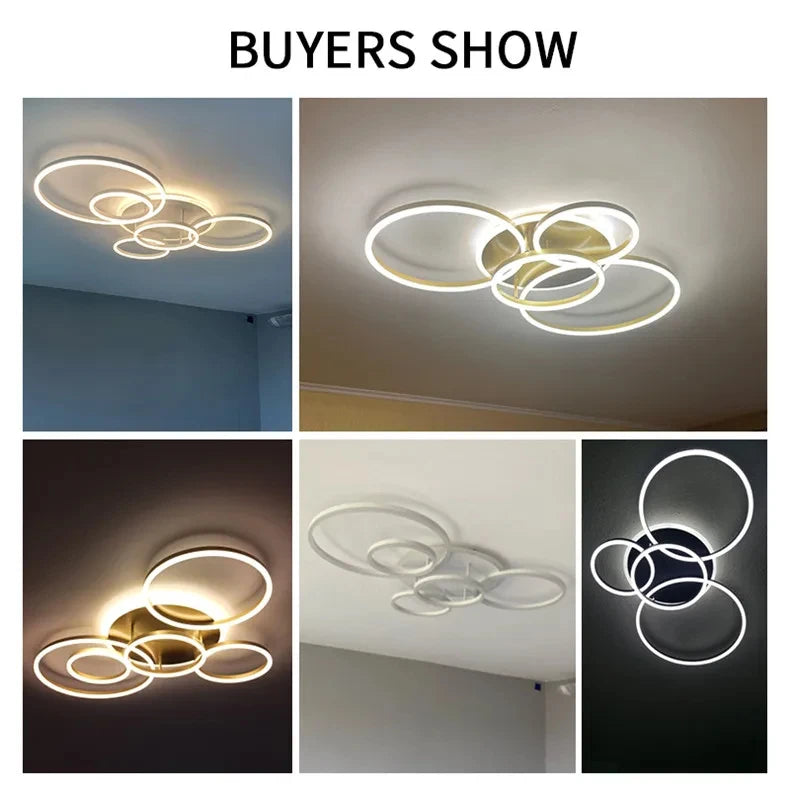 Modern LED Chandelier Lighting For Living Room Bedroom kitchen Study Ceiling Light Indoor Lamp Round Ring Lustre Home Decoration