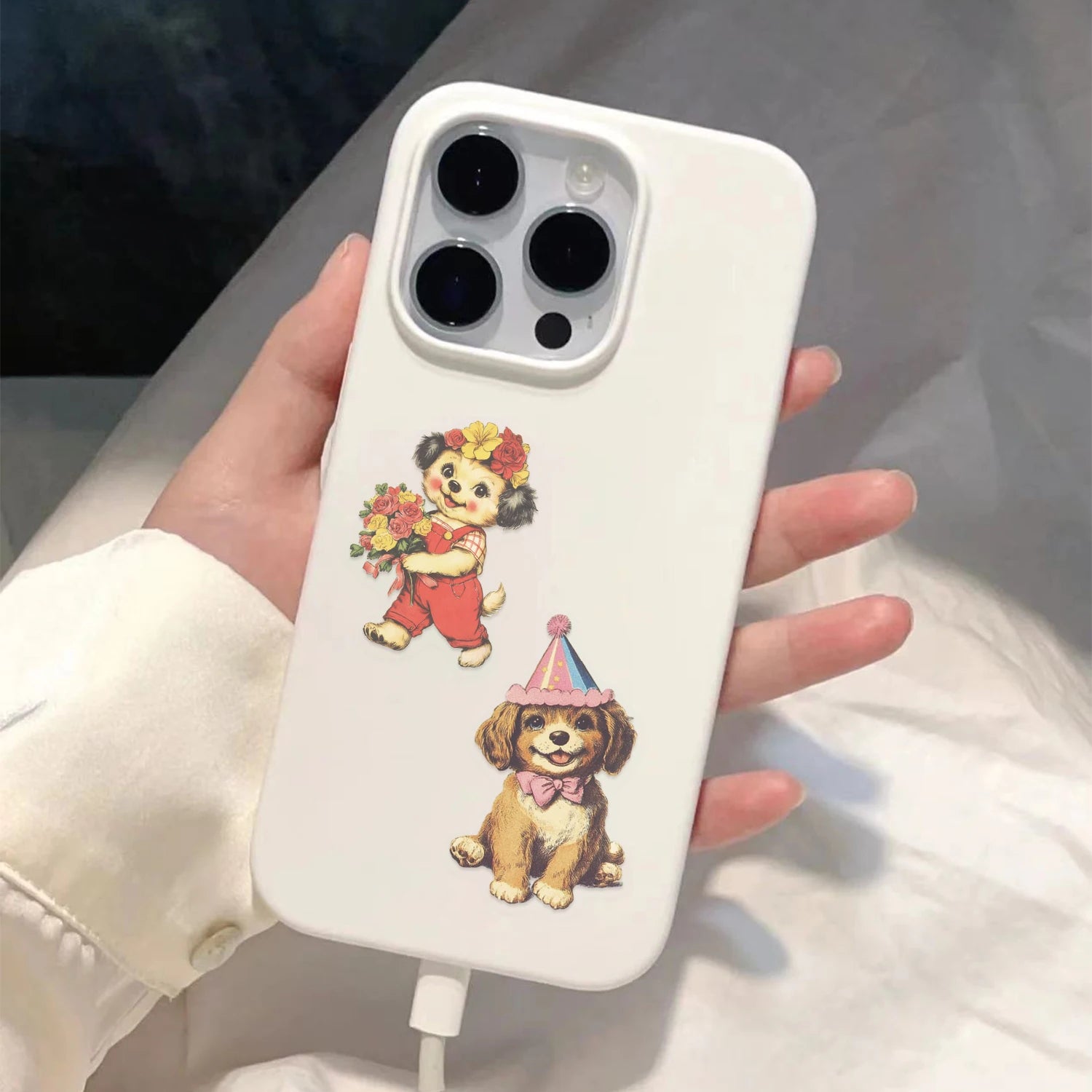 50pcs Retro American Puppy Transparent Stickers Dog Animals Decals for Party Decor Home Accents Luggage Scooters & More