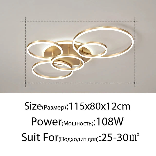 Modern LED Chandelier Lighting For Living Room Bedroom kitchen Study Ceiling Light Indoor Lamp Round Ring Lustre Home Decoration