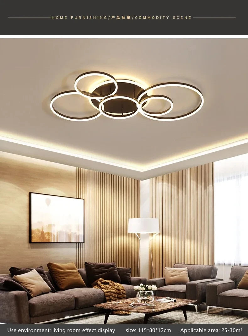 Modern LED Chandelier Lighting For Living Room Bedroom kitchen Study Ceiling Light Indoor Lamp Round Ring Lustre Home Decoration