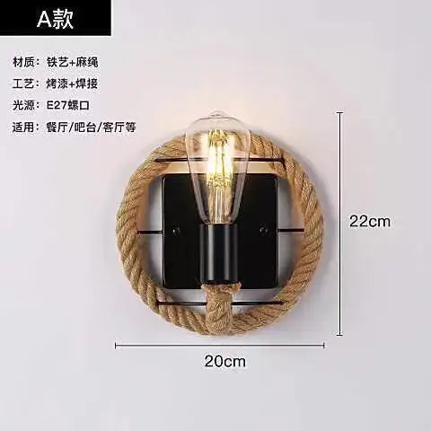 Wall Decor  Lamp for Bedroom American Twine Retro Industrial Style Creative Village Restaurant Bar Aisle Wall Light