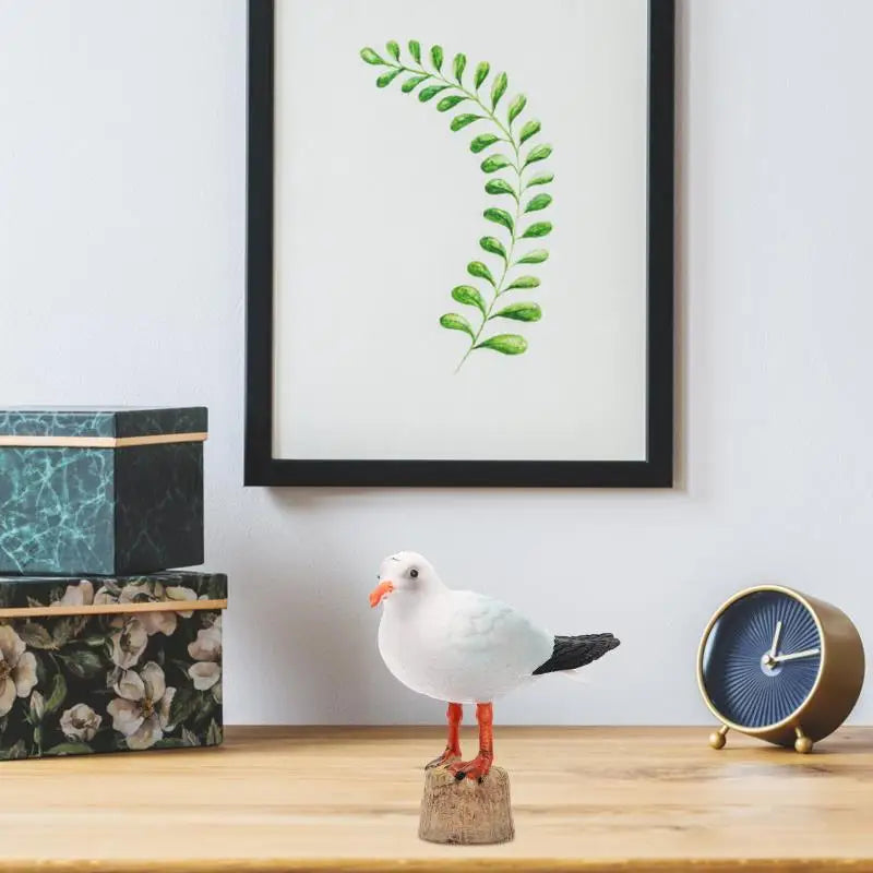 1pc Seagull Statue Red-billed Gull Model Nautical Seagull Figurine Miniature Home Decoration Plastic Seagull Figure For Car