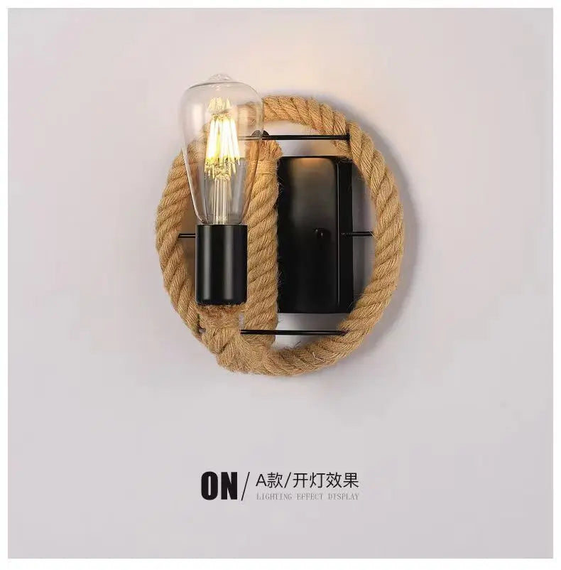 Wall Decor  Lamp for Bedroom American Twine Retro Industrial Style Creative Village Restaurant Bar Aisle Wall Light