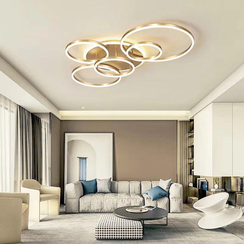 Modern LED Chandelier Lighting For Living Room Bedroom kitchen Study Ceiling Light Indoor Lamp Round Ring Lustre Home Decoration