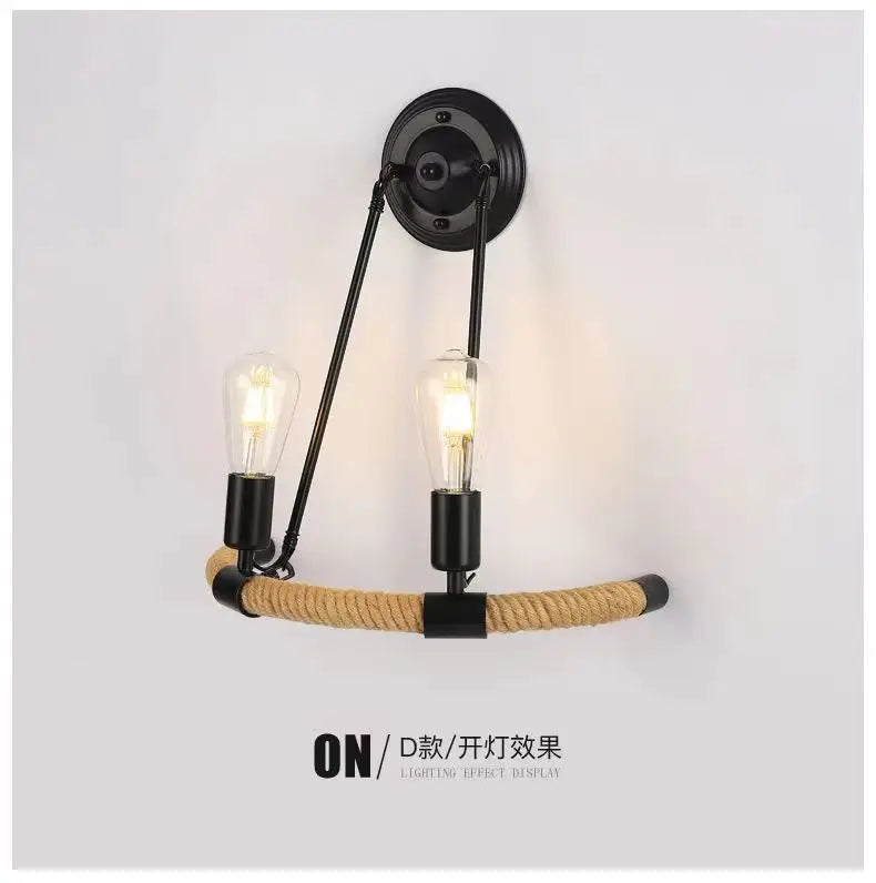 Wall Decor  Lamp for Bedroom American Twine Retro Industrial Style Creative Village Restaurant Bar Aisle Wall Light