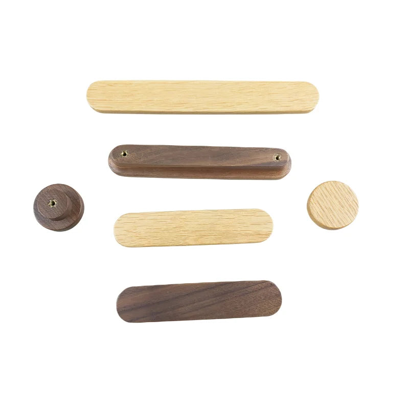 Nordic Wood Furniture Handles OAK  Walnut Knob Wooden T Bar Wardrobe Pulls Luxury Decoration Wooden Funiture Hardware