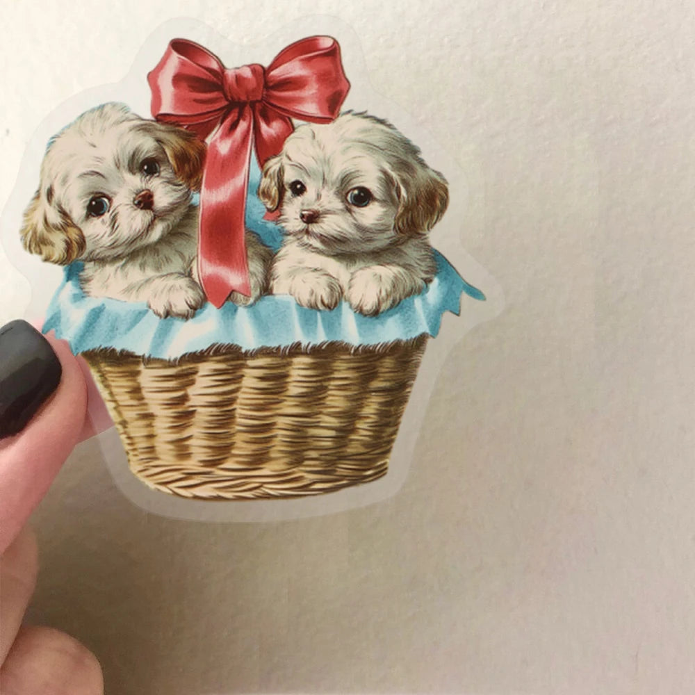 50pcs Retro American Puppy Transparent Stickers Dog Animals Decals for Party Decor Home Accents Luggage Scooters & More