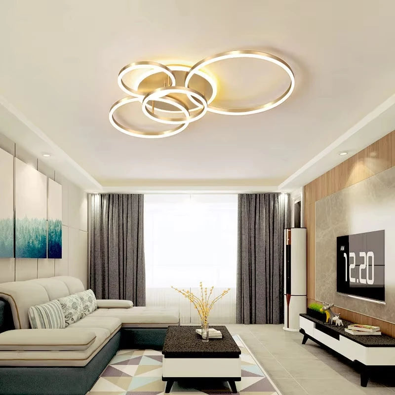 Modern LED Chandelier Lighting For Living Room Bedroom kitchen Study Ceiling Light Indoor Lamp Round Ring Lustre Home Decoration
