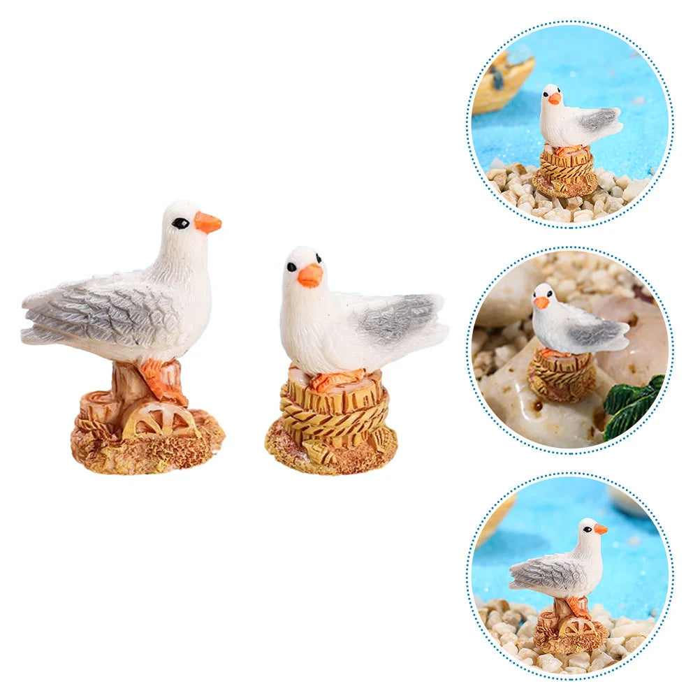 10Pcs Seagull Figurine Ocean Bird Statue Animal Garden Statues Seagull Sculpture Outdoor Decorations Bird Decoration Home Office