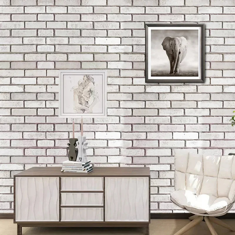 Room Decoration3D Retro Brick Wall Panels, Waterproof Self-Adhesive Wallpaper For Commercial Home Decor - Peel & Stick Textured