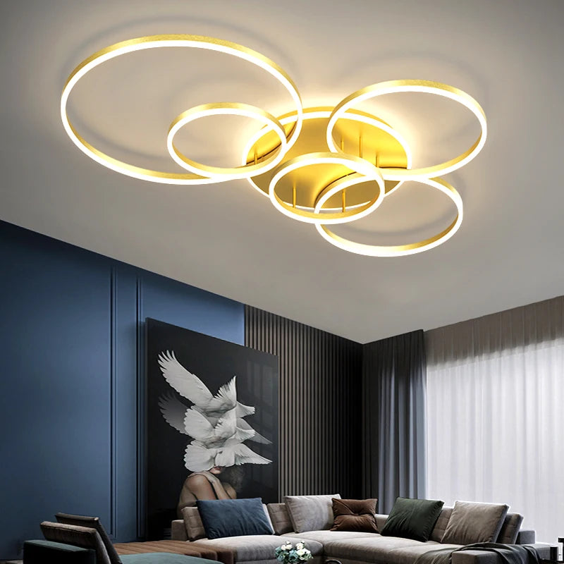 Modern LED Chandelier Lighting For Living Room Bedroom kitchen Study Ceiling Light Indoor Lamp Round Ring Lustre Home Decoration