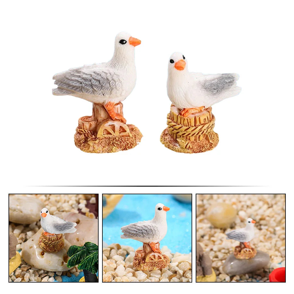 10Pcs Seagull Figurine Ocean Bird Statue Animal Garden Statues Seagull Sculpture Outdoor Decorations Bird Decoration Home Office