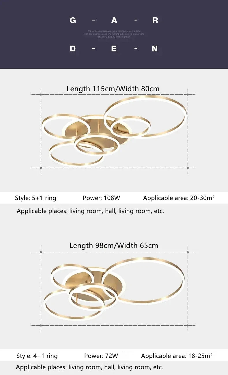 Modern LED Chandelier Lighting For Living Room Bedroom kitchen Study Ceiling Light Indoor Lamp Round Ring Lustre Home Decoration