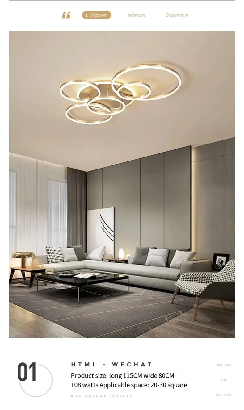 Modern LED Chandelier Lighting For Living Room Bedroom kitchen Study Ceiling Light Indoor Lamp Round Ring Lustre Home Decoration