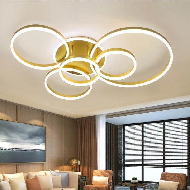 Modern LED Chandelier Lighting For Living Room Bedroom kitchen Study Ceiling Light Indoor Lamp Round Ring Lustre Home Decoration