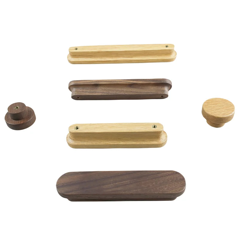 Nordic Wood Furniture Handles OAK  Walnut Knob Wooden T Bar Wardrobe Pulls Luxury Decoration Wooden Funiture Hardware
