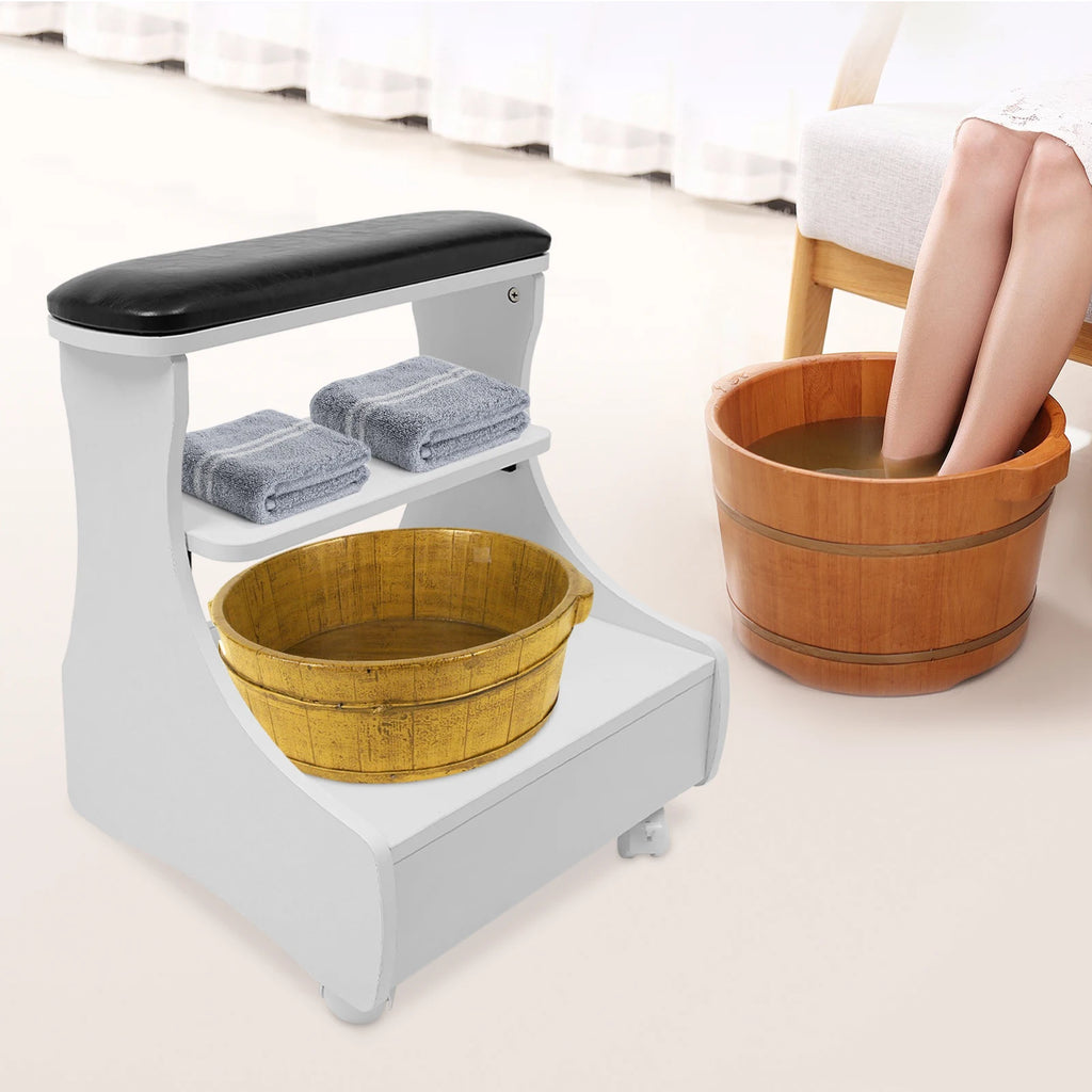 Foot Bath Stool Foot Rest Pedicure Manicure Funiture Trolley Footbath with Wheels for Beauty Salons