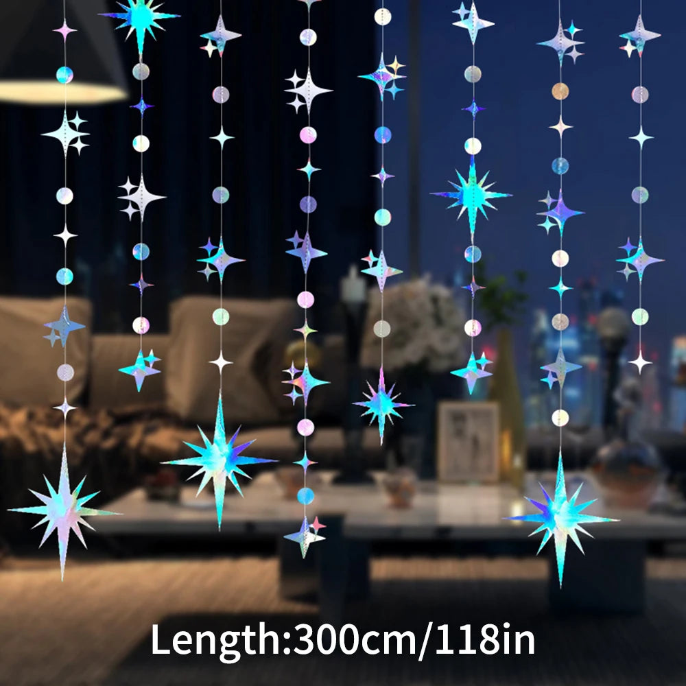 1 Pack Creative Star & Flower Hanging Decoration for Birthday Party Romantic Wedding Room Decor Sparkling Home Accents
