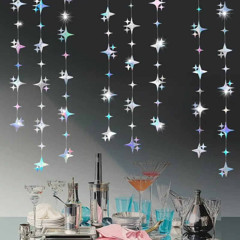 1 Pack Creative Star & Flower Hanging Decoration for Birthday Party Romantic Wedding Room Decor Sparkling Home Accents