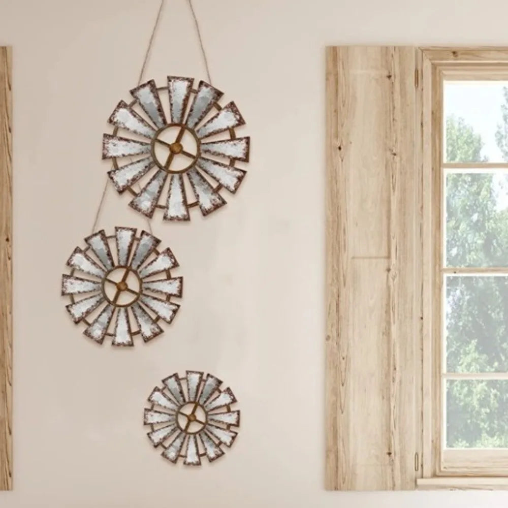 Vintage Wood Windmill Wall Decor Country Theme Unique Windmill Home Decor Hanging Rustic Style Rustic Wall Art Farmhouse Porch