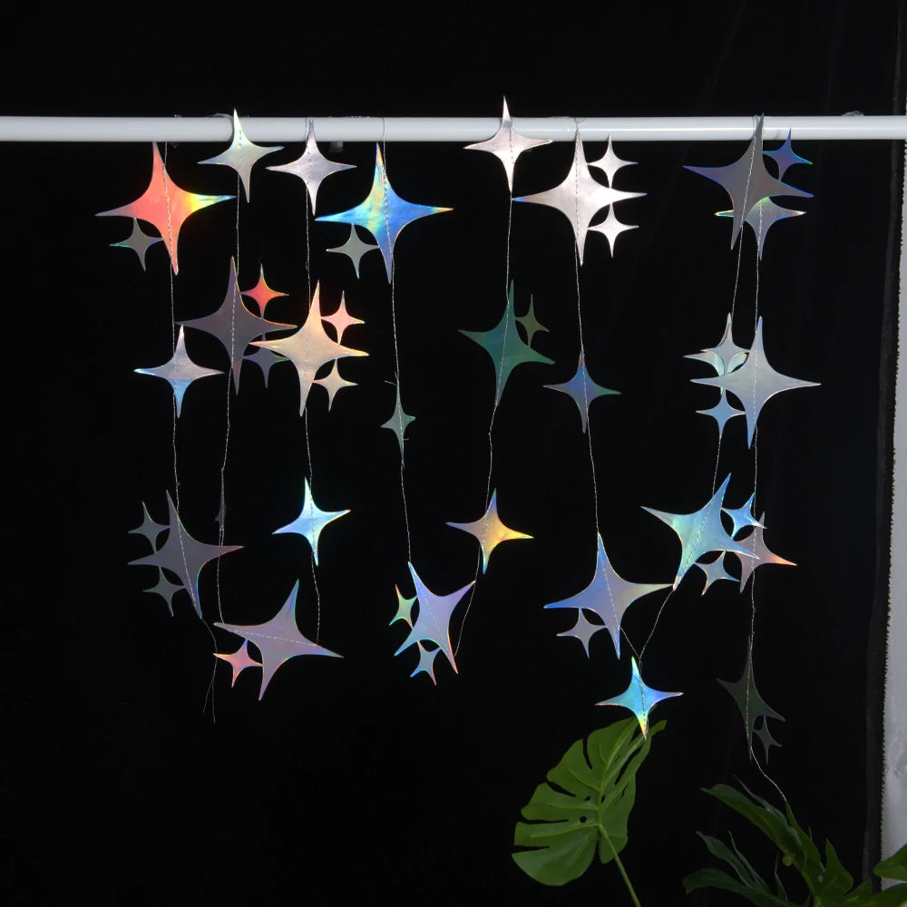 1 Pack Creative Star & Flower Hanging Decoration for Birthday Party Romantic Wedding Room Decor Sparkling Home Accents