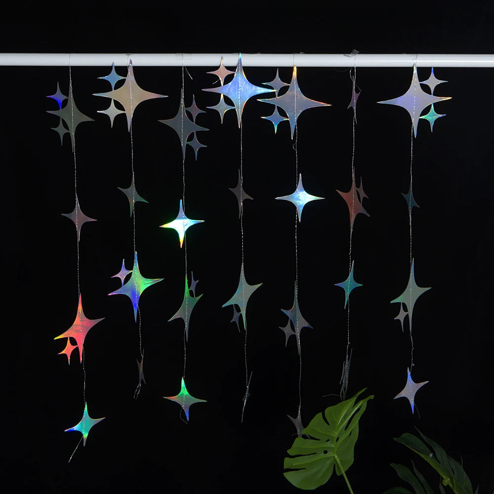 1 Pack Creative Star & Flower Hanging Decoration for Birthday Party Romantic Wedding Room Decor Sparkling Home Accents
