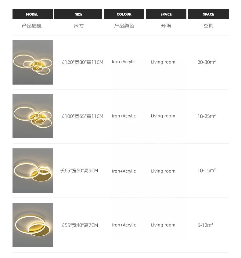 Modern LED Chandelier Lighting For Living Room Bedroom kitchen Study Ceiling Light Indoor Lamp Round Ring Lustre Home Decoration