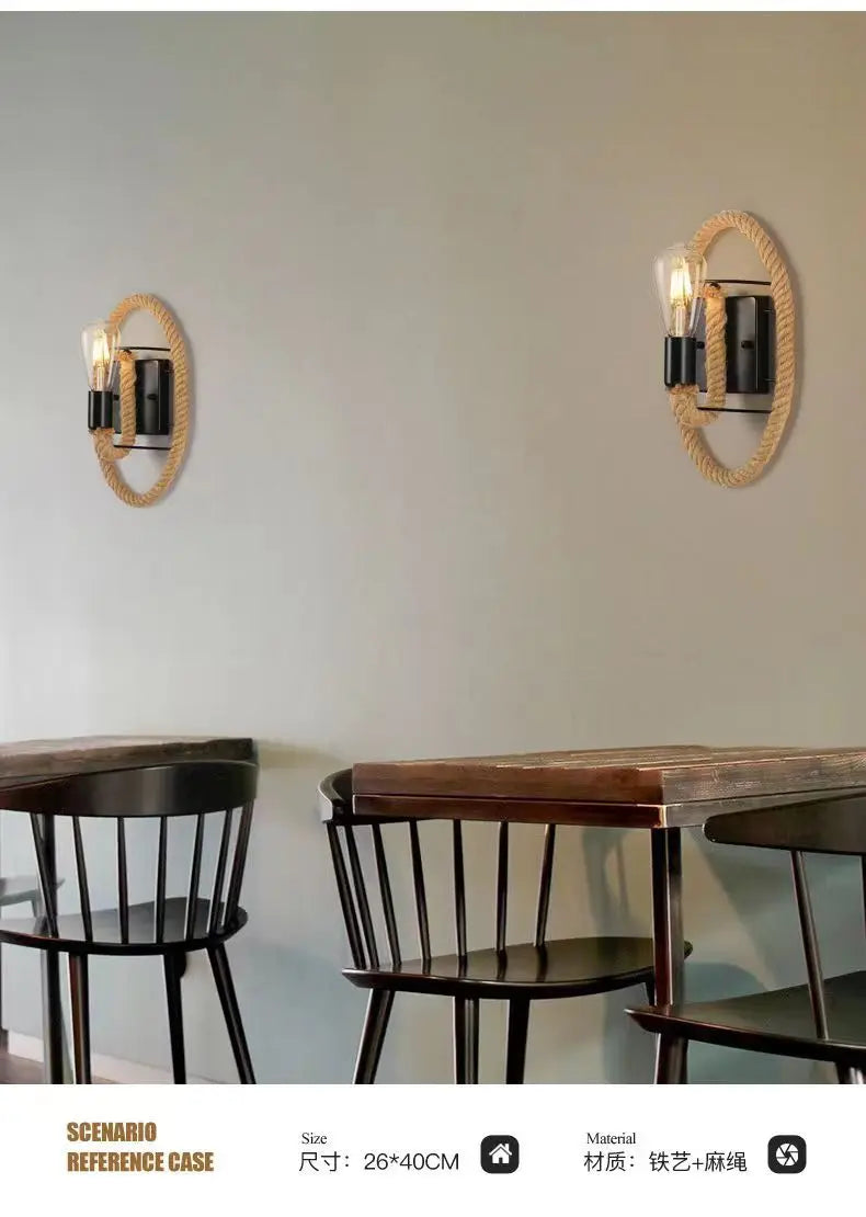 Wall Decor  Lamp for Bedroom American Twine Retro Industrial Style Creative Village Restaurant Bar Aisle Wall Light