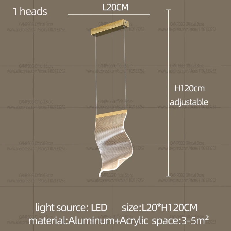 Light Guide LED Modern Chandelier Living Room Decor Lighting Duplex Rotating Stairs Pendant Lamp Dining Room Hanging Lights