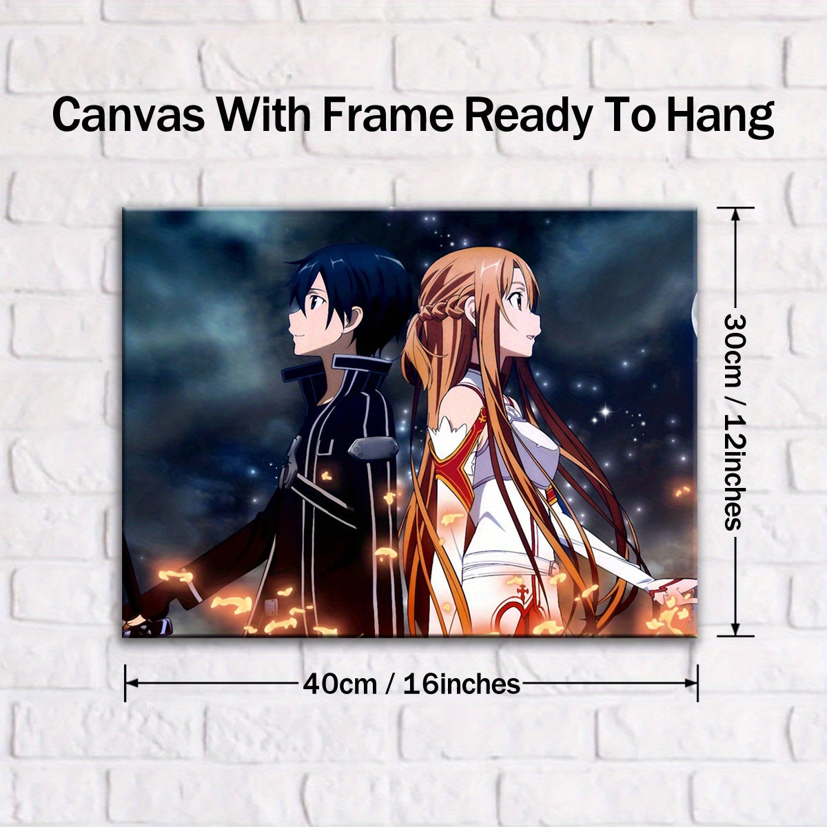 1pc Wooden Framed Canvas Poster, Nordic Style, Anime, Sword, Online Games, Canvas Posters, Wall Art Home Decoration, Wall Decor, For Living Room, Bedroom, Office, Restaurant, Bar Bathroom Decor, Waterproof, Painting, Artwork,