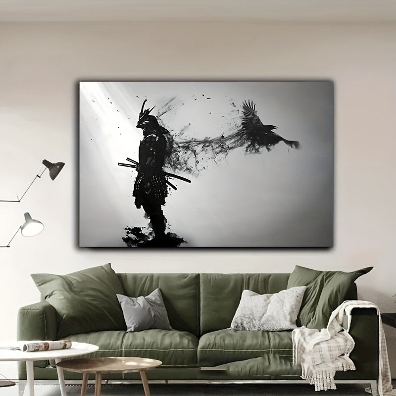1pc Black And White Japanese Samurai Man Posters And Print, Wall Art Canvas Painting, Artwork For Living Room Cuadros Decor, No Frame