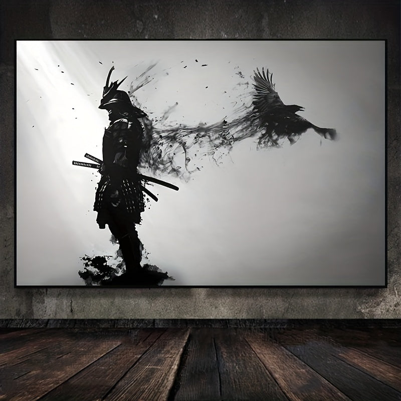 1pc Black And White Japanese Samurai Man Posters And Print, Wall Art Canvas Painting, Artwork For Living Room Cuadros Decor, No Frame