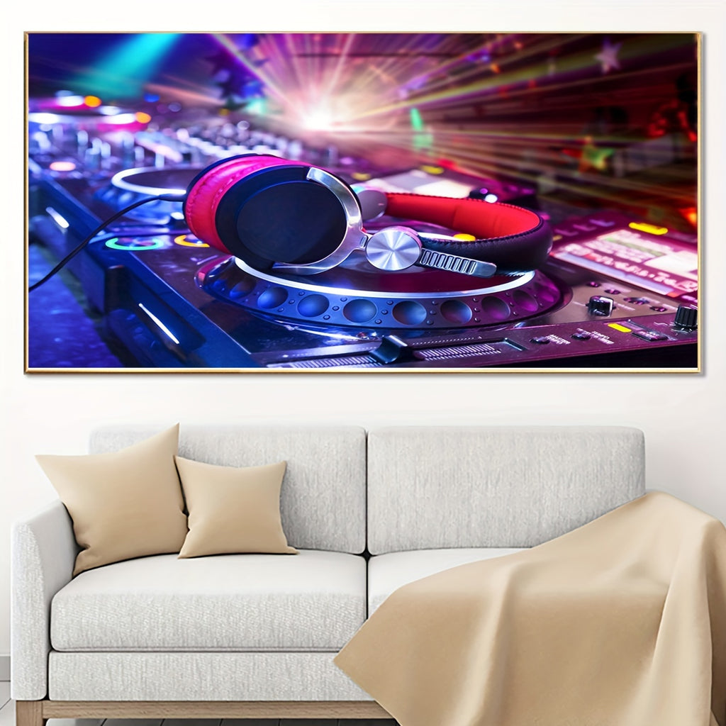 1pc Unframed Musical Theme Canvas Print Poster, DJ Mixer Painting, Canvas Wall Art, Artwork Wall Painting For Bar, Cafe, Gift, Bedroom, Office, Living Room, Wall Decor, Home And Dormitory Decor