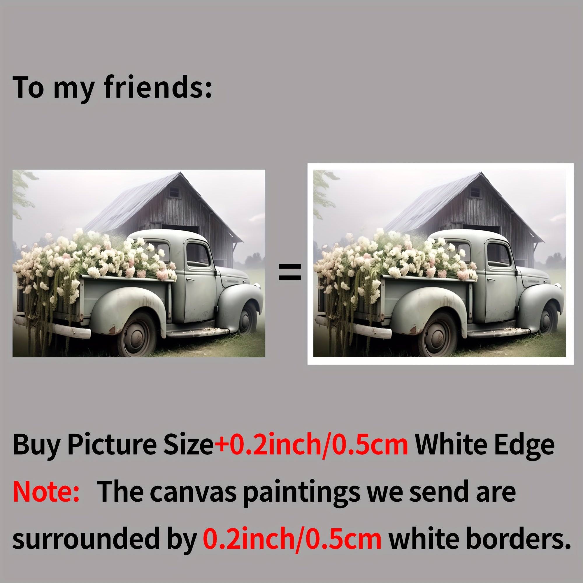 1pc Framed Rustic Canvas Print Poster, Sage Green Truck With Blush Petunias Canvas Wall Art, Artwork Wall Painting For Bathroom Bedroom Office Living Room Wall Decor, Home Decoration